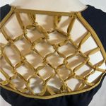 Esley Unique  navy and gold knotted lattice sheath dress size small Photo 6
