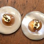 GF White/Brown Tortoise Shell Earrings set in 14k  Photo 4
