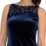 Joseph Ribkoff Vintage 90s Dress Size 6 Blue Velvet Mesh Cocktail Sleeveless Photo 3