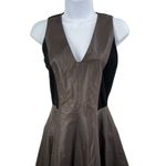 Alice + Olivia NEW Reza Genuine Leather Lambskin Sleeveless Mini Skater Dress Photo 4