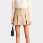 Sporty & Rich Vendome Box Pleat Skirt Beige Chocolate Preppy Equestrian Academia Size XS Photo 0