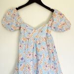 RSQ Blue Orange Daisy Floral Puff Sleeve Babydoll Dress XXS Photo 2