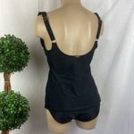 DKNY Black Ruffle Top 2 Piece Tankini Swim Bathing Suit Set M Photo 1
