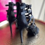 Vince Camuto Black Caviar/Soft Calf Strappy Heels Photo 3