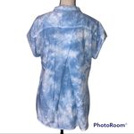 Thread & Supply small women’s blue white tie dye button down short sleeve shirt Photo 1