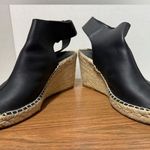 Vince Seymour Covered Black Leather Open Toe Espadrille Jute Wedge Sandal 9M Photo 5