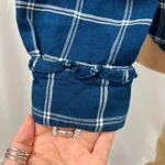 Draper James  Blue & White Windowpane Plaid Flannel Button Up Shirt Photo 5