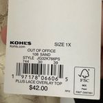 SO NWT  Lace Overlay Top in Sand Sz 1X Photo 6