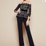 Eliza J  NWT black lace peplum pants jumpsuit 8 M Photo 8