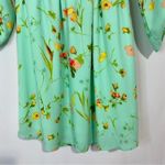 Copper Key  Women’s 3/4 Sleeve Mini Floral Print V Neck Dress Mint Size Med EUC Photo 2