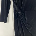 Banana Republic Banana‎ Republic Black Plush Velvet Twisted Faux Wrap Midi Sheath Dress Photo 2