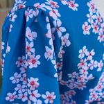 Eshakti Custom Blue Cherry Blossom Dress Half Sleeve Scoop Neck Fit Flare 4X Photo 8