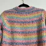 La Ligne Cherie Striped Cropped Rainbow Sweater Wool Cashmere Size Small Pink Photo 5