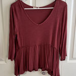 Tiffany & Grey 3/4 sleeve v neck baby doll blouse size XL Pink Photo 0