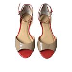 Tahari Fleur Womens Peep Toe Flats Tan Red White Ankle Strap Sandal 7.5M Leather Photo 1