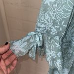 Wild Fable Duster Kimono coverup long sleeve tie front pretty green floral print medium Photo 3