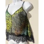 LILI SIDONIA Molly Bracken Leopard Print Sheer Lace Trim Camisole Top SIZE XS Green Photo 2