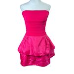 Tadashi Shoji VTG 80s Strapless Barbie Pink Mini Cocktail Dress Tiered USA Sz XS Photo 1