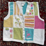 VTG Thyme Vest Womens Size Medium Cottagecore Grandma Sweater White Photo 0