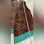 L&B Lucky & Blessed Leopard Print Turquoise Lace Trim Duster Vest XL Western Brown Photo 2