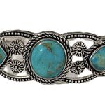 Stauer Triple Turquoise Cuff Open Bangle Silver Bracelet Photo 3