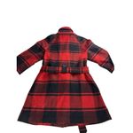 Gap Buffalo Plaid Waist Tie Wool Blend Mid Length Trench Coat Small Cabincore Red Photo 3