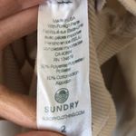 SundryXEvereve Waffle Knit Embroidered Loved Crewneck Top in Off White Sz Medium Photo 5