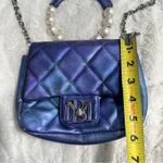 Badgley Mischka  Elegant Blue Quilted Handbag With Pearl Handle wedding formal Photo 3