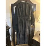 NEW Collar Neck High Waist Flared Button Down Maxi Shirt Dress XL Black Photo 4