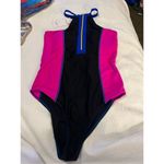 NEW 1 Pc Swimsuit Zipper Tummy Control Rash Guard Swimming M Black Size M Photo 3