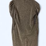 SheIn Elegant Silver Shimmering Long Sleeve Dress the open detail in front M Photo 3
