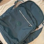 Kipling Teal Blue Solid Relaxed Backpack with Keychain Photo 3