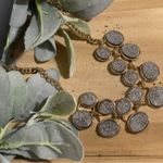 Apt. 9  Gold Tone Statement Necklace Two Rows of Druzy Shimmering Disc Photo 2