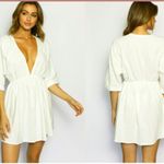 Girl and the Sun Verity White Linen Cotton Mini Dress Womens Size Extra Small Photo 2