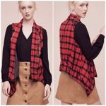 Elevenses ANTHROPOLOGIE  Roxanne Vest in Red Plaid Waterfall Size M Photo 1