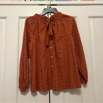 Roller Rabbit NWT  Glyn Eyelet Gathered Burnt Orange Long Sleeve Bow Top Size XS Photo 1