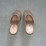Kate Spade  Pink Nude Pebble Leather Peep Toe Cone Heel Mules Classic Sz 8 Photo 3
