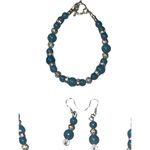 Quality Labradorite Stone Necklace Bracelet Earrings Sterling Jewelry Set Blue Photo 3