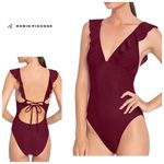 Robin Piccone New.  plum ruffle one piece. Size 14. Retails $168 Photo 8