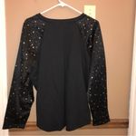 Umgee  USA Star Glitter Raglan Sleeve Sweatshirt Gold‎ Black Small Photo 1