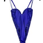 Victoria's Secret Vtg Victoria’s Secret Gold Label High Cut Lace Teddy Sz 34B Purple Intimates Photo 1