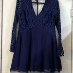Tularosa Revolve Skylar Lace V Neck Mini Dress Blue Small Photo 0