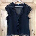 Metro 7 Cap Sleeve Sheer Ruffled Top size XL Black Photo 1