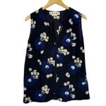 MARNI Silk Crepe Sleeveless Floral V Neck Blue Blouse Size 6 EU 42 Photo 1