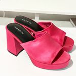 Torrid  Wide Width Hot Pink Satin Flared Platform Mule Open Toe Size 9WW Photo 2
