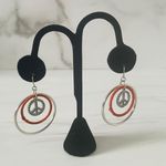 Handmade Boho Festival Peace Sign Dangle Multi Hoop Earrings- Pierced Ears Photo 2