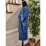 ZARA Women's Blue Denim Cotton V-Neck Balloon Sleeve Knee Length Dress Size XS Photo 4