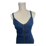 Haute Monde Blue Denim Mini Dress Size L Zip-Front Spaghetti Straps Sleeveless Photo 4