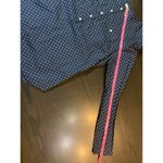 L.L.Bean Shirt Women Medium Polka Dots Cotton Blue White 1/4 Button Henley Church Photo 11