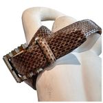 Carlisle  Women’s Textured Belt. Brown, Tan, White Photo 4